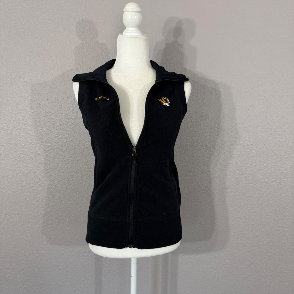 Columbia Women's Size S Black Mizzou Tigers Fleece Full Zip Vest XL1942